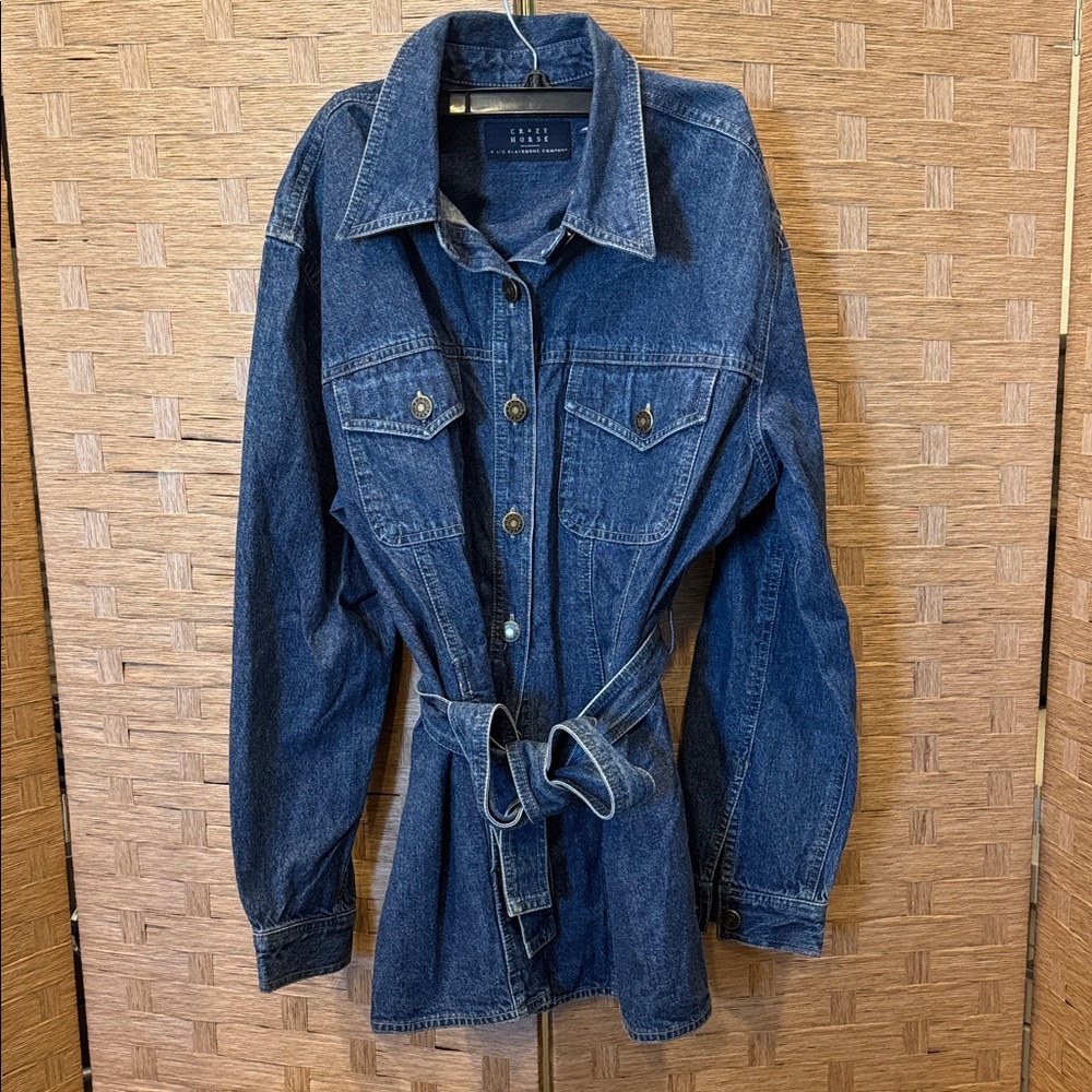 Liz Claiborne Blue Denim Belted Jacket